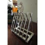 Unusual Silver Plated Toast Rack Depicting Oar Motif Toast Rack with Ring Carry Handle