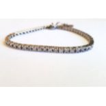 18 Carat White Gold Mounted Tennis Bracelet with Diamond Decoration Approximately 4 Carat Total