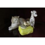 Three Vintage Porcelain Figures Including Neo Cat Tallest Approximately 3 Inches Tall