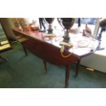 Solid Mahogany Drop Leaf Irish Hunt Table on Original Chamfered Block Supports Approximate 6ft Long