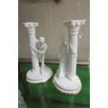 Pair of Figural Candle Rests Depicting Romeo and Juliet Fine Bone Porcelain Each Approximately 9