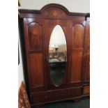Another Similar Antique Marquetry Decorated Mahogany Single Door Wardrobe with Oval Centreplate