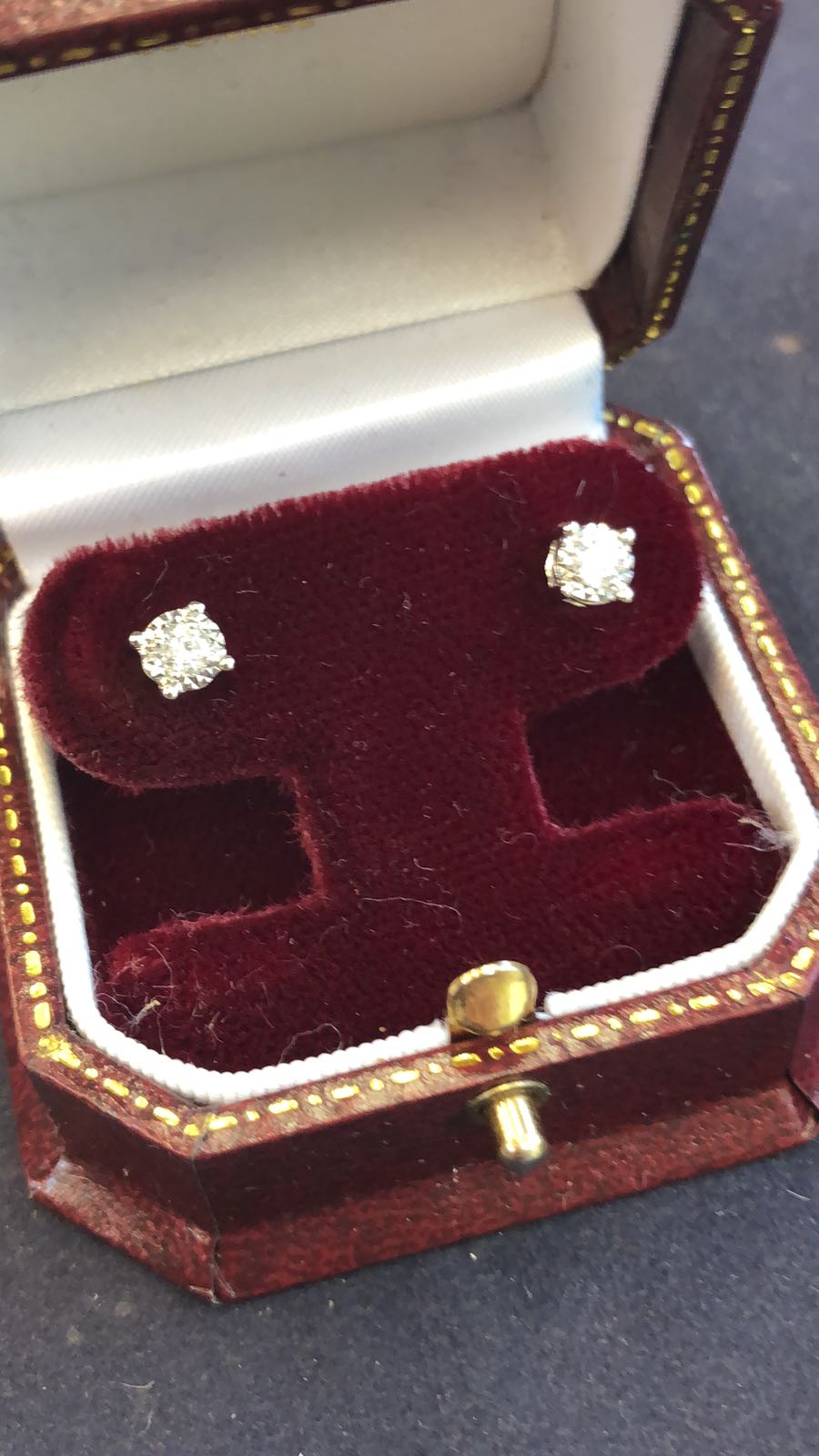Pair of 18 Carat White Gold Mounted Diamond Solitaire Earrings Approximately 0.6 Carat Total Weight
