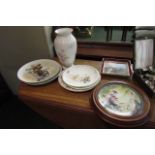 Floral Decorated Aynsley Fine Porcelain Vase along with Japanese Charger and Seven Cabinet Plates