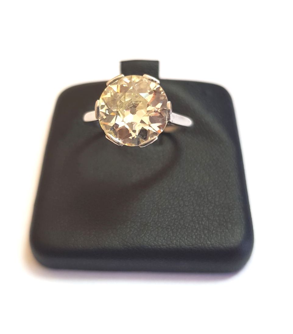 Edwardian Platinum Mounted Diamond Solitaire Ring Centre Stone Approximately 3.5 Carat Weight