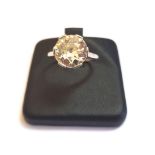 Edwardian Platinum Mounted Diamond Solitaire Ring Centre Stone Approximately 3.5 Carat Weight
