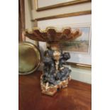 French Bronze Decorated Cherub Motif Figural Central Table Piece or Fruit Taza of Well Chased Form