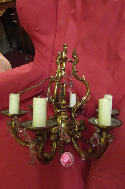 Cast Brass Rococo Form Six Branch Candelabra Approximately 16 Inches High Good Original Condition