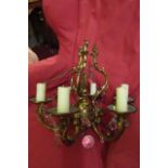 Cast Brass Rococo Form Six Branch Candelabra Approximately 16 Inches High Good Original Condition