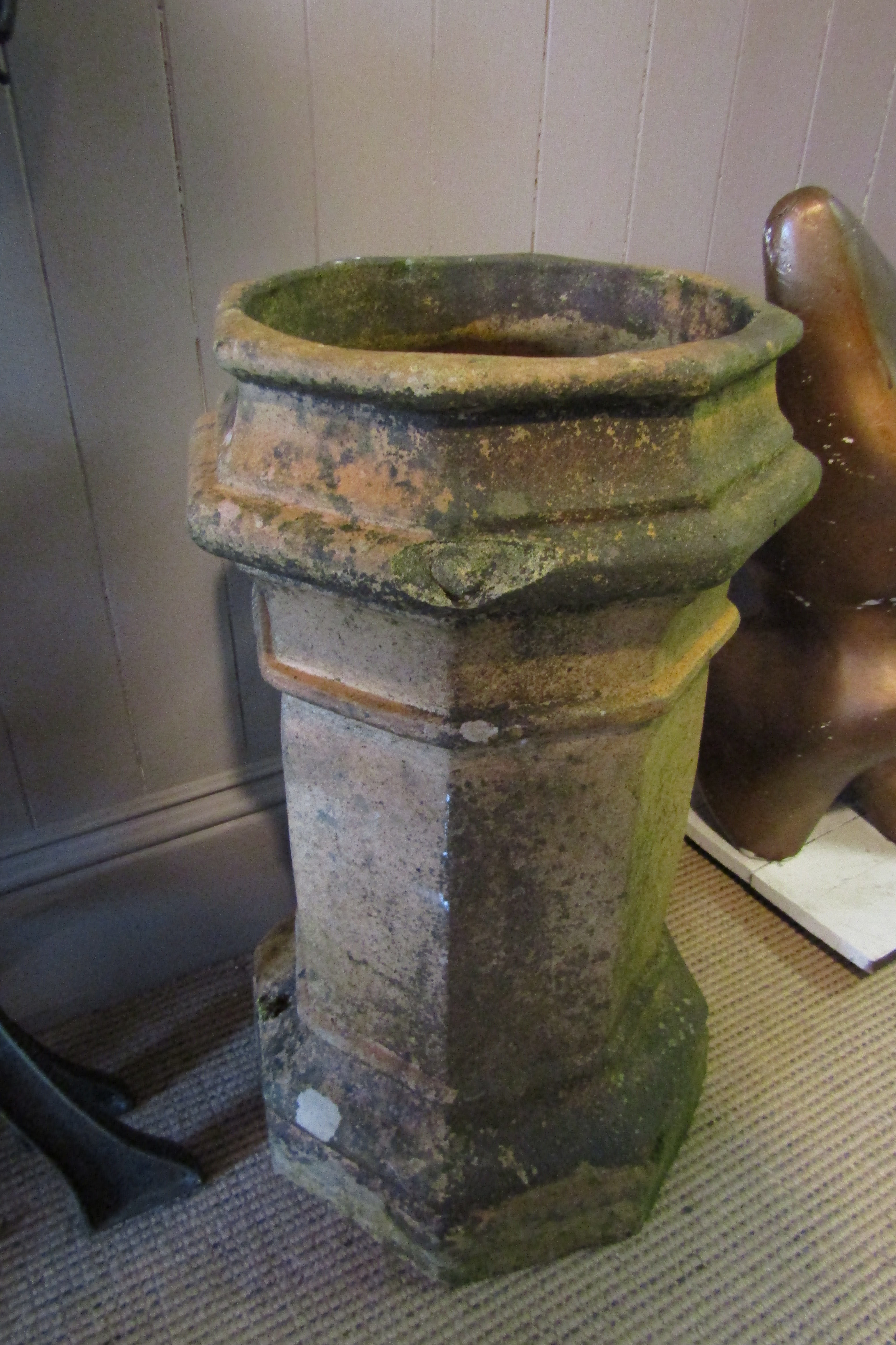 Edwardian Octagonal Form Fired Chimney Pot Approximately 26 Inches High