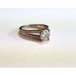 Diamond Solitaire Ring Set in Twin Chanel Diamond Mounting Centre Stone Approximately 1 Carat