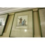 Set of Ten Regency Hand Coloured Engravings Interior Domestic Scenes Each Approximately 10 Inches