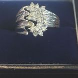 Diamond Decorated 9 Carat White Gold Ladies Ring