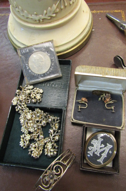 Roll Gold Bangle Churchill Commemorative Coin Costume Set of Jewellery and Another Gold Filled Irish