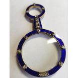 Antique Gold and Silver Single Lorgnette Mounted with Old Mine Cut Diamonds and Decorated with Royal