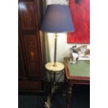 Victorian Cast Brass Standard Lamp Now Electrified with Central Onyx Table above Scroll Supports