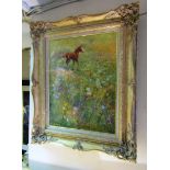 Susan Webb Foal in a Field of Wild Flowers Oil on Canvas Approximately 20 Inches High x 16 Inches