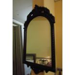 Carved Mahogany Dome Top Wall Mirror Approximately 30 Inches High