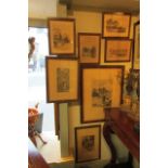 Collection of Victorian Engravings Signed and Contained within Original Oak Frames Largest