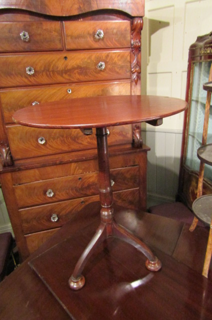 Regency Oval Form Occasional Table Tip Up Action with Unusual End Supports Approximately 29 Inches