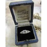 Platinum Mounted Diamond Centre Stone Ring Approximately 0.4 Carats with Further Diamond Decorated