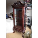 Carved Mahogany Glazed Display Cabinet with Glass Shelves above Well Carved Supports Approximately
