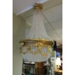 Another Similar Fine Ormolu Mounted Cut Crystal Ceiling Pendant Light of Good Original Condition