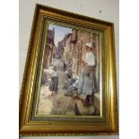 Alexander Stanhope Forbes Newlyn School Oileograph Village Street Scene Approximately 18 Inches High