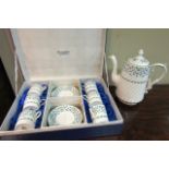 Ensley Tea Service with Original Presentation Case Fine Bone Porcelain Decorated with Emerald