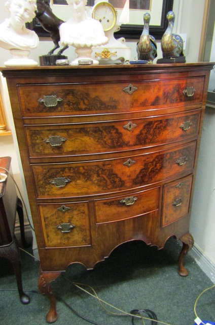 Antique Figured Walnut Chest of Elegant Form Comprising of Three Long Drawers and Three Short