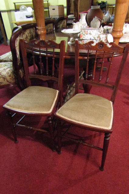 Pair of Edwardian Bedroom Chairs Mahogany Frames