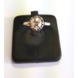 Antique Platinum Mounted Solitaire Diamond Ring of Approximately 1 Carat