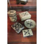 Set of Five Oriental Cloisonné Decorated Items
