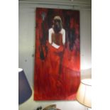 Modern School Portrait of Lady from Behind on Red Ground Oil on Canvas 6ft 5 Inches High x 3ft