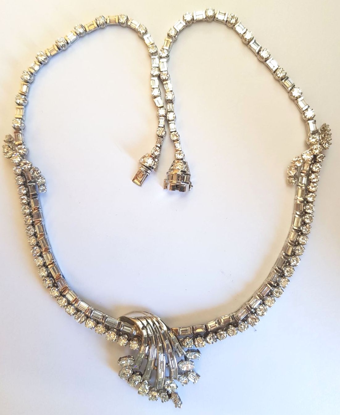 Platinum Set Diamond Mounted Fringe Necklace c1935 Total Diamond Weight Approximately 30 Carats