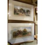 Pair of Victorian Watercolours Depicting Village and Rural Homestead with Figures Each Approximately