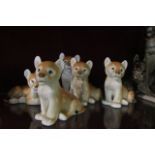 Six Russian Porcelain Figures of Tigers Tallest Approximately 4 Inches High