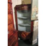 Victorian Ormolu Mounted Corner Display Cabinet of Serpentine Form with Silk Lined Interior
