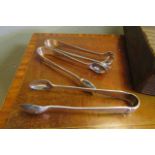 Three Antique Sugar Tongs Two Silver Plated One Silver