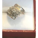 Diamond Decorated Crossover Motif Ring Mounted on 9 Carat Gold