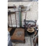 Vintage Cast Iron Weighing Scales with Atomical Dial of Generous Form Approx 75 Inches High