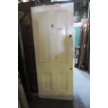 Antique Panelled Door with Numeral Brass Decoration Approx 32 Inches Wide x 79 Inches High