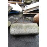 Antique Carved Stone and Cast Iron Lawn Roller Approx 32 Inches Wide