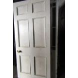 Georgian Panelled Door with Brass Handle Approx 37 Inches Wide x 83 Inches High