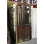 Exterior Teak Door with Inset Fire Glass of Good Weight Approx 33 Inches Wide x 80 Inches High