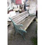 Neat Form Garden Bench with Wooden Lattes and Cast Iron Ends Approx 51 Inches Wide