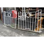 Pair of Cast Iron Gates with Geometric Motif Decoration Approx 100 Inches Wide x 47 High