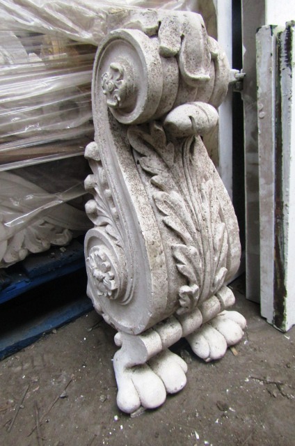 Antique Plaster Cornicing with Foliate Motif Decoration on Footed Supports Approx 22 Inches High