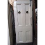 Contemporary Cream Front Door with Circular Inset Panels Approx 34 Inches Wide x 77 Inches High