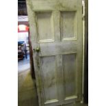 Antique Panelled Door of Good Size with Brass Knop Handle Approx 38 Inches Wide x 84 Inches High